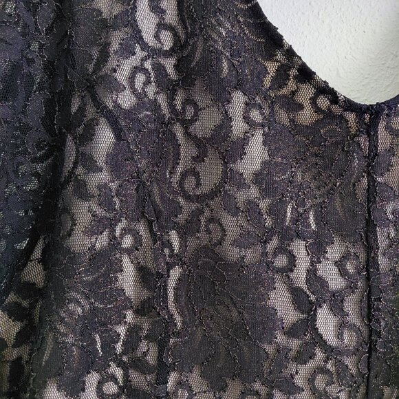 Lace Formal Midi Dress Black Plus Size 26 Wedding Event Cocktail - Picture 4 of 7